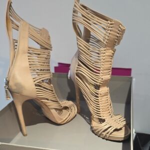 BCBG Paris Tan Strappy Heels